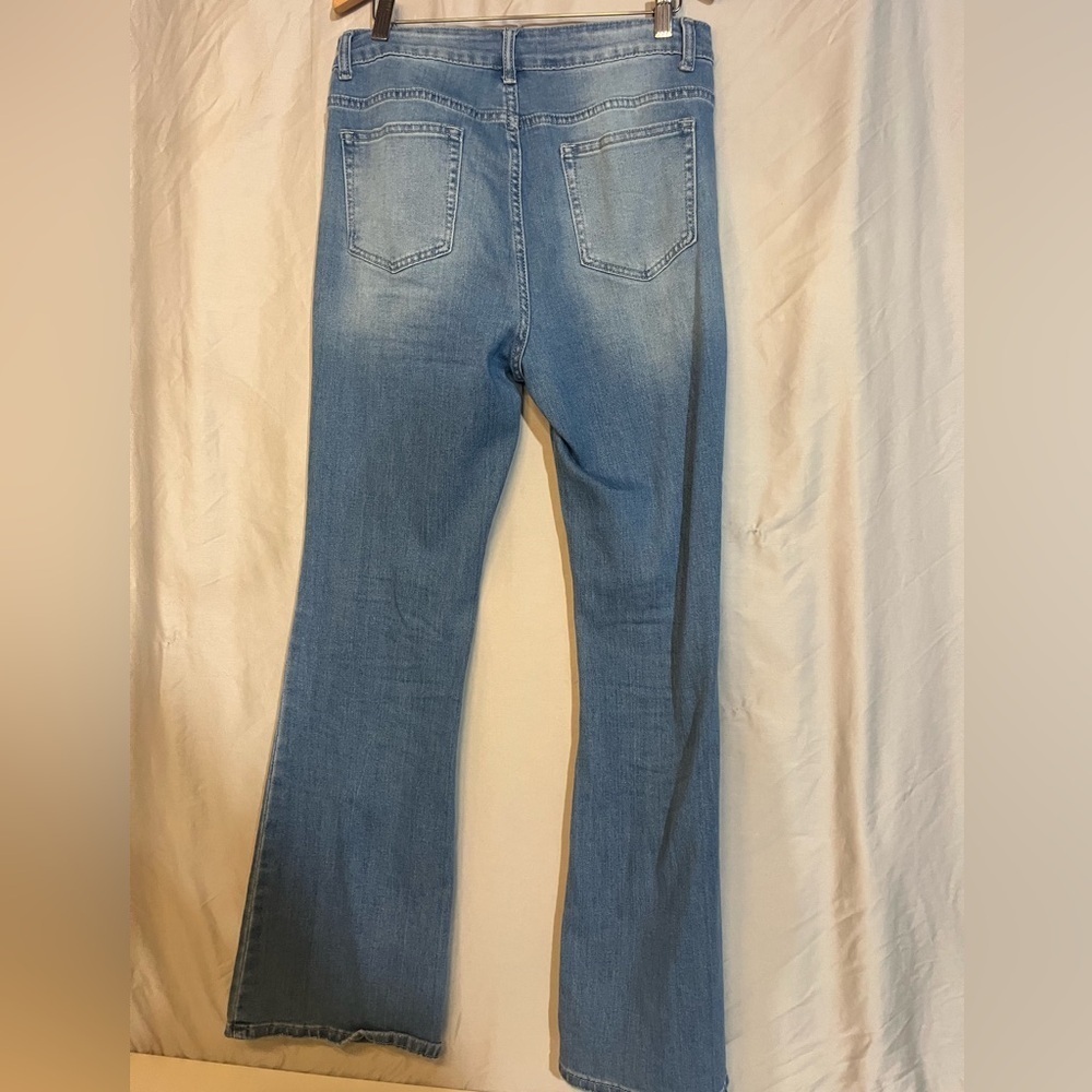 Distressed High Waist Flare Leg Women's Jeans Large 8/10 - Picture 4 of 6